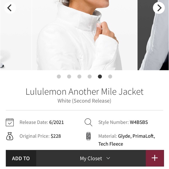 Lululemon Another Mile Jacket
White (Second Release)  size 6 - Picture 9 of 10